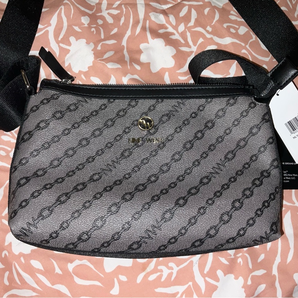 Nine West Black and Gray Patterned Crossbody Bag